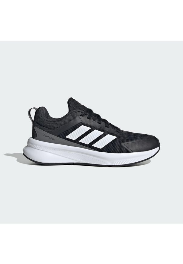 Adidas - Buty dla dzieci Fortarun 4.0. Okazja: na uczelnię. Kolor: czarny, szary, biały, wielokolorowy. Sport: joga i pilates