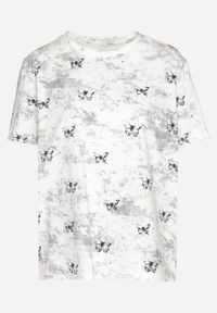 Born2be - Biały T-shirt Bawełniany w Print w Motylki Tenorea. Kolor: biały. Materiał: bawełna. Wzór: nadruk. Styl: klasyczny #3