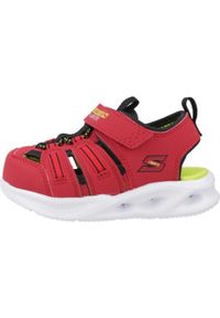skechers - Sandały dziecięce Skechers Hyper Coast. Kolor: czerwony. Materiał: materiał
