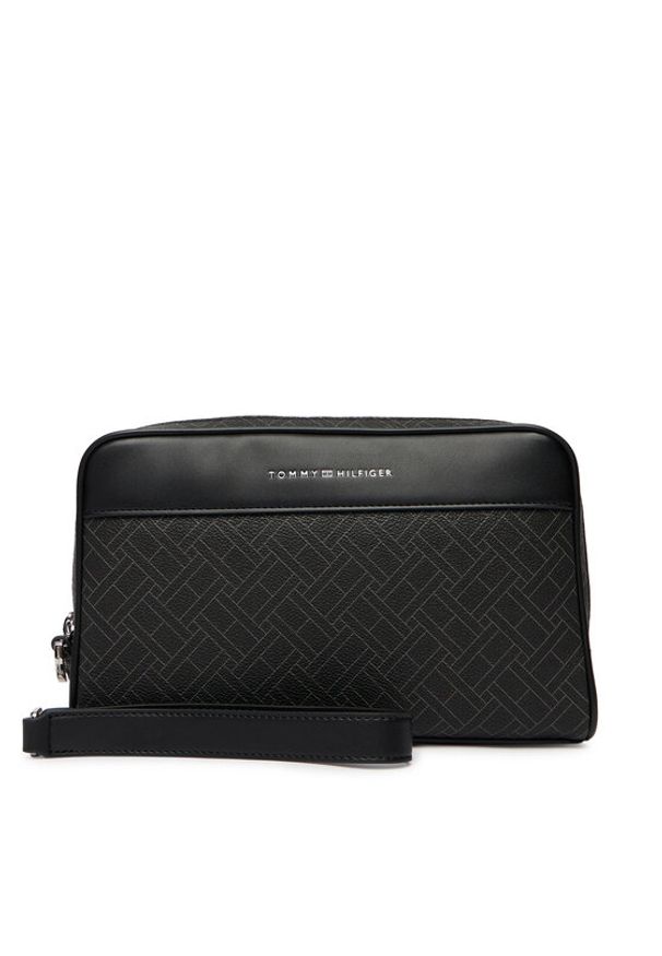 TOMMY HILFIGER - Tommy Hilfiger Kosmetyczka Th Flag Monogram Pouch AM0AM14146 Czarny. Kolor: czarny. Materiał: skóra