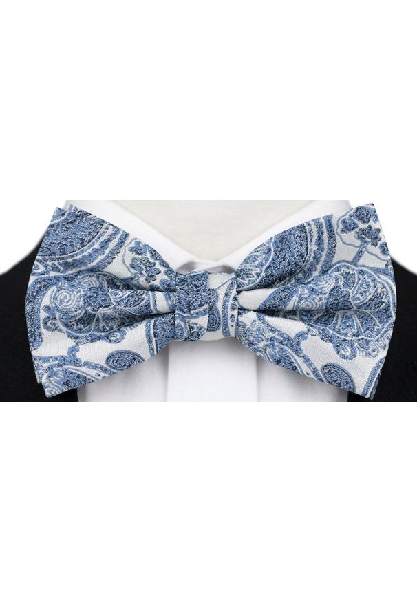 Mucha Męska z Poszetką - Chattier - Odcienie Błękitu, Wzór Orientalny. Kolor: niebieski. Styl: elegancki, sportowy