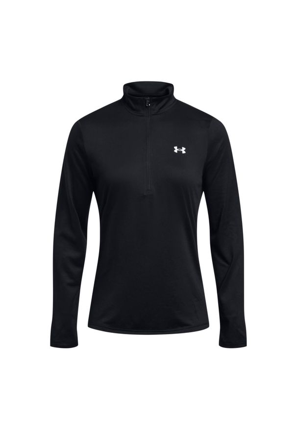 Damski top treningowy z zamkiem błyskawicznym 1/2 Under Armour Solid. Kolor: czarny, biały, wielokolorowy. Materiał: materiał. Sport: bieganie