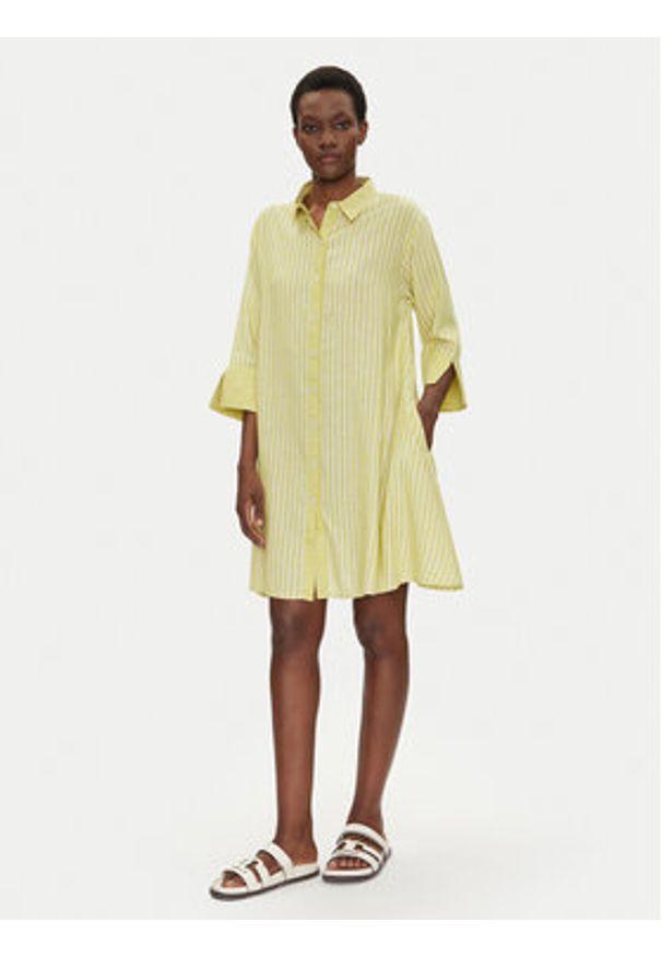 Iconique Sukienka koszulowa IC25-026 Zielony Relaxed Fit. Kolor: zielony. Materiał: bawełna. Typ sukienki: koszulowe