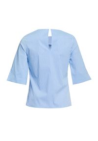 VEVA - Damska Bluzka z Kieszeniami w Paski Błękit. Kolor: niebieski. Materiał: materiał, bawełna. Długość rękawa: krótki rękaw. Wzór: paski #2