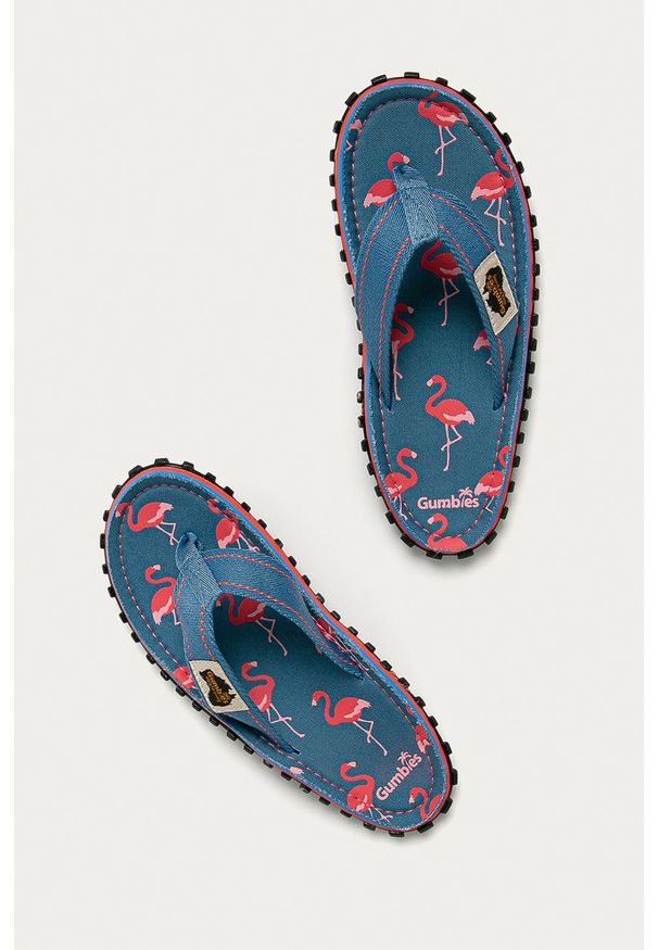 Gumbies - Japonki FLAMINGO. Kolor: niebieski. Materiał: bawełna, materiał, guma
