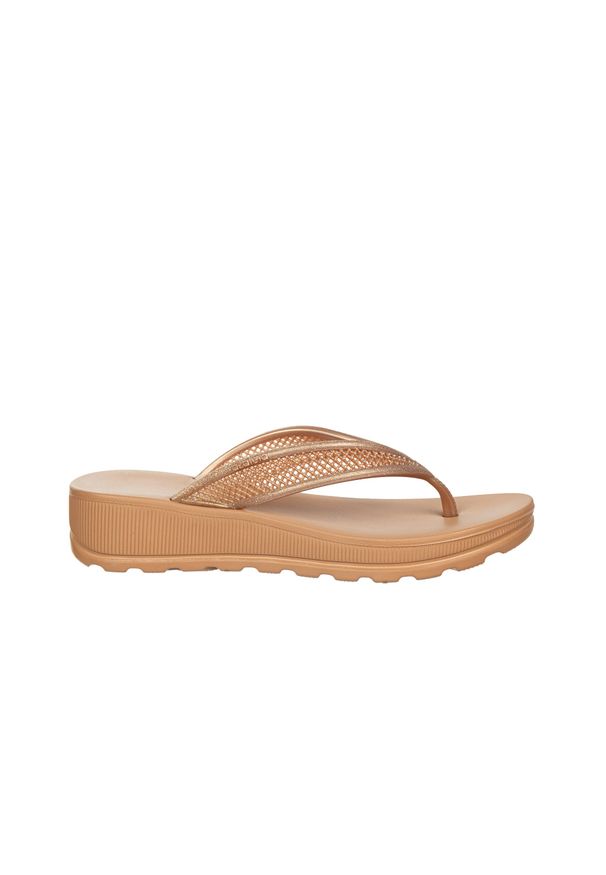 Japonki Azaleia Angelica Glitter Brown Rose, Beżowy, Tworzywo - 40. Okazja: na co dzień. Kolor: beżowy. Wzór: paski. Styl: casual