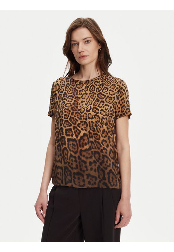 Guess Bluzka 5YGH29 7320A Brązowy Regular Fit. Kolor: brązowy. Materiał: jedwab