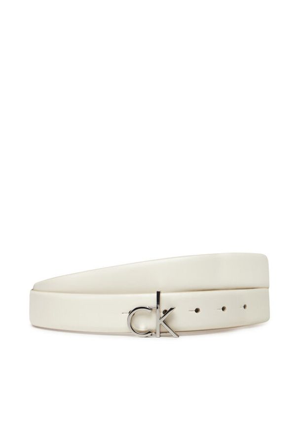 Calvin Klein Pasek Damski Ck Buckle Belt 3.0_Smooth K60K613156 Biały. Kolor: biały. Materiał: skóra