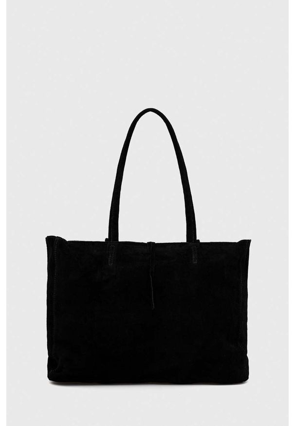 Answear Lab torebka skórzana kolor czarny. Kolor: czarny. Materiał: skórzane. Styl: wakacyjny. Rodzaj torebki: na ramię