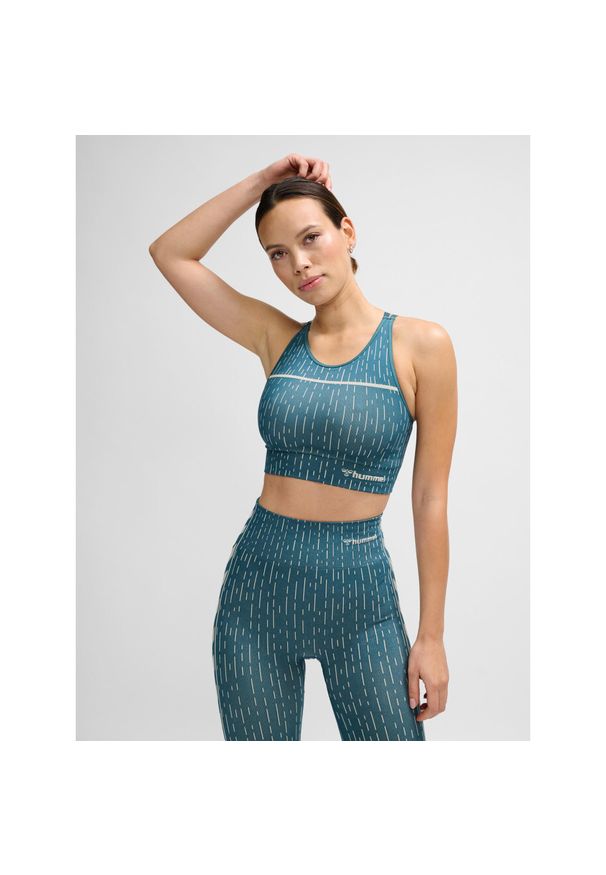 Bezszwowy biustonosz dla kobiet Hummel MT Drops. Kolor: wielokolorowy, niebieski, zielony. Sport: joga i pilates