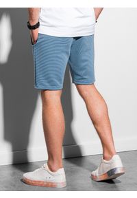 Ombre Clothing - Krótkie spodenki męskie dresowe W294 - niebieskie - XXL. Kolor: niebieski. Materiał: dresówka. Długość: krótkie. Styl: klasyczny, sportowy