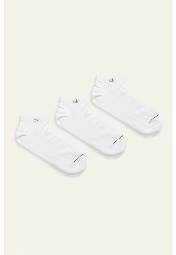 Calvin Klein - Stopki (3-pack). Kolor: biały. Materiał: bawełna, materiał, poliamid, elastan. Wzór: melanż