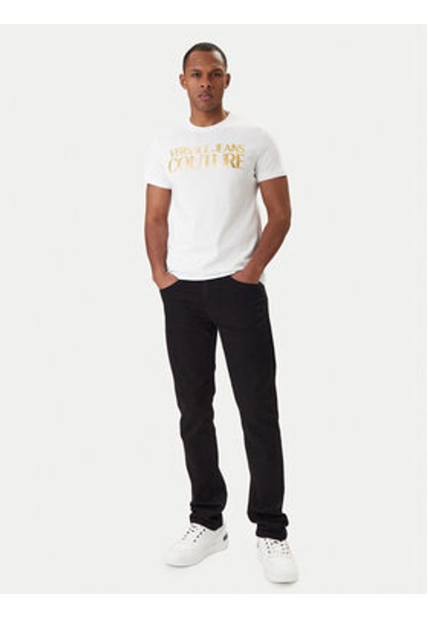 Versace Jeans Couture T-Shirt 80GAHT00 CJ00T Biały Regular Fit. Kolor: biały. Materiał: bawełna
