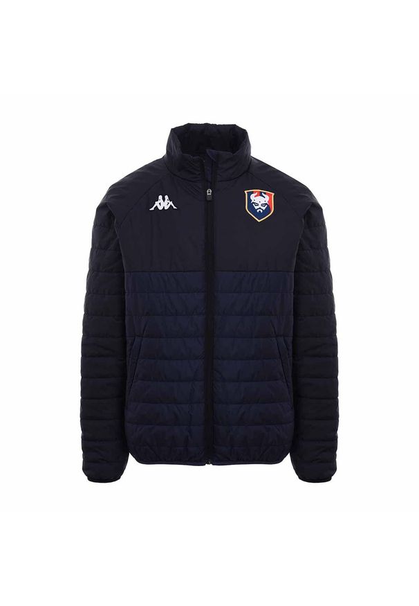 Kappa - Dziecięca kurtka puchowa SM Caen Arseco 6 2022/23. Kolor: wielokolorowy, niebieski, czerwony. Materiał: puch. Sport: piłka nożna