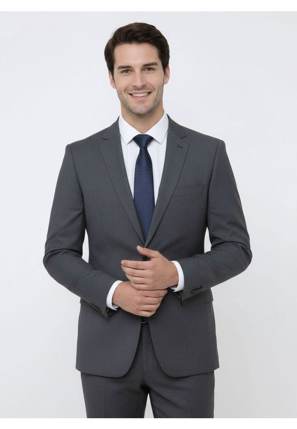 Krawat Męski - Angelo di Monti - Granat, Jednokolorowy Wzór. Kolor: niebieski. Materiał: tkanina. Styl: elegancki, wizytowy