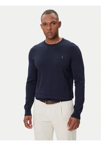 Polo Ralph Lauren Sweter Ls Sf Cn Pp 710684957001 Granatowy Slim Fit. Typ kołnierza: polo. Kolor: niebieski. Materiał: bawełna