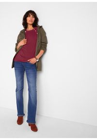 bonprix - Sweter z cienkiej dzianiny 2 w 1 na okres ciąży i podczas karmienia piersią z cienkiej dzianiny. Kolekcja: moda ciążowa. Kolor: czerwony. Materiał: dzianina. Długość rękawa: długi rękaw. Długość: długie. Wzór: ze splotem #2