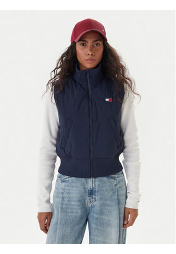 Tommy Jeans Bezrękawnik DW0DW22038 Granatowy Regular Fit. Kolor: niebieski. Materiał: syntetyk. Długość rękawa: bez rękawów