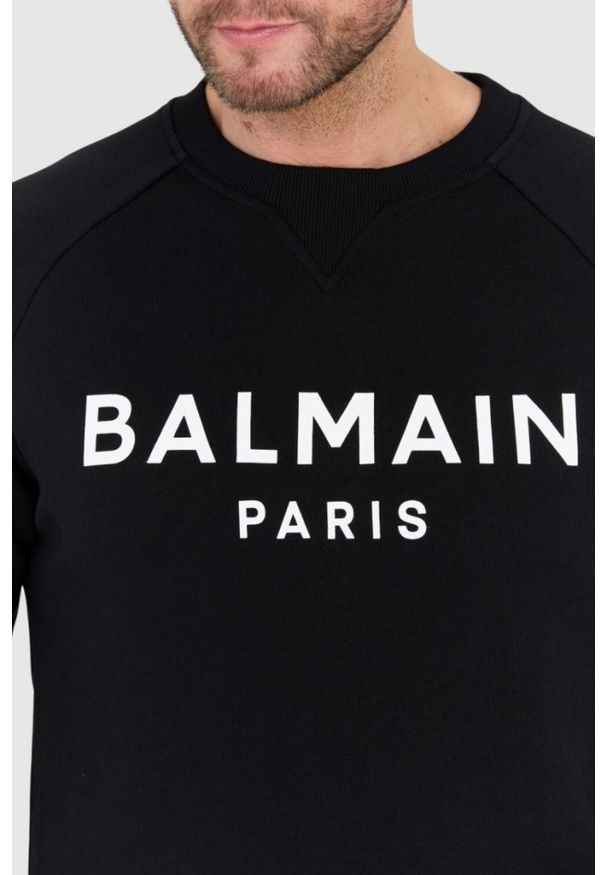 Balmain - BALMAIN Czarna bluza męska z logo. Kolor: czarny