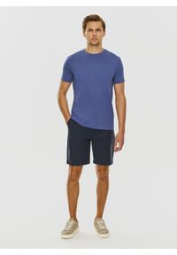 Pako Lorente - PAKO LORENTE – Bawełniany granatowy t-shirt z okrągłym dekoltem. Okazja: na co dzień. Kolor: beżowy, niebieski. Materiał: bawełna. Styl: casual #4