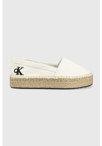 Calvin Klein Jeans espadryle Flatform Espadrille kolor biały na platformie. Nosek buta: okrągły. Kolor: biały. Materiał: guma. Obcas: na platformie #1
