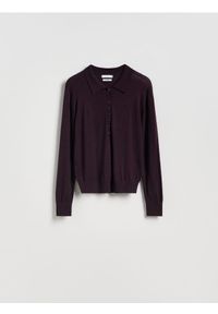 Reserved - Sweter z wełną - mahoniowy. Kolor: brązowy. Materiał: wełna