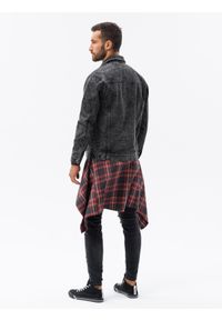 Ombre Clothing - Kurtka męska jeansowa katana - czarna V3 OM-JADJ-0123 - XXL. Kolor: czarny. Materiał: jeans. Styl: klasyczny #3