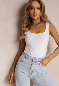 Renee - Biały Top Bawełniany Adynore. Kolor: biały. Materiał: bawełna. Długość rękawa: na ramiączkach. Wzór: gładki