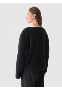 outhorn - Kurtka sherpa bez kaptura damska Outhorn - czarna. Typ kołnierza: bez kaptura. Kolekcja: plus size. Kolor: czarny. Materiał: materiał #2