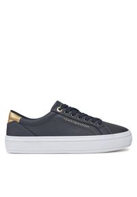 TOMMY HILFIGER - Tommy Hilfiger Sneakersy Essential Vulc Leather Sneaker FW0FW07778 Granatowy. Kolor: niebieski. Materiał: materiał