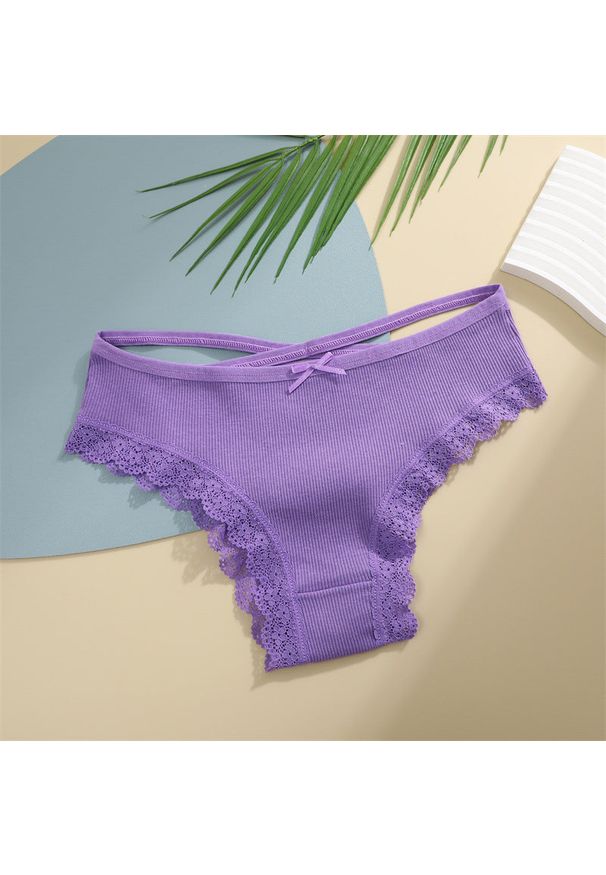 Intica - Figi z paseczkami i koronką na co dzień i okazje Vladena. Kolor: fioletowy. Materiał: koronka. Wzór: koronka