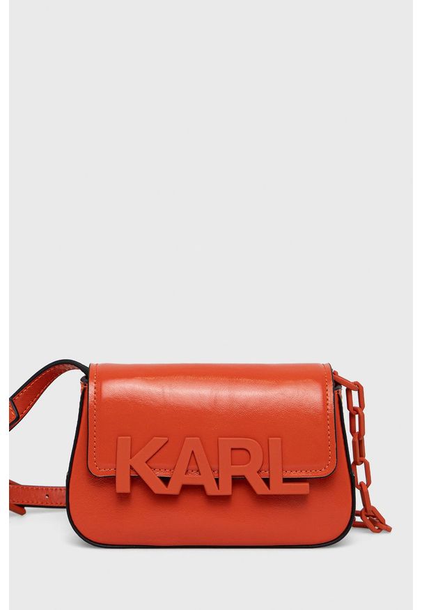 Karl Lagerfeld nerka skórzana 220W3013 kolor pomarańczowy. Kolor: pomarańczowy. Materiał: skóra