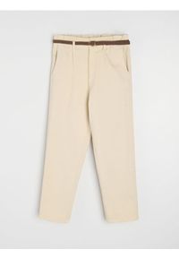 Sinsay - Jeansy mom paperbag z wysokim stanem - kremowy. Stan: podwyższony. Kolor: kremowy #1