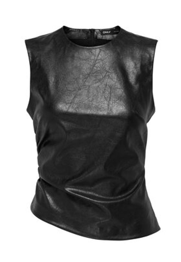 only - ONLY Bluzka Mone 15360230 Czarny Slim Fit. Kolor: czarny. Materiał: skóra