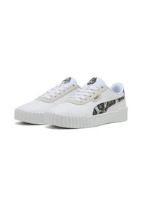 Puma - Damskie sneakersy Carina 3.0 Snake Chic PUMA White Vapor Gray Aged Silver. Kolor: biały, wielokolorowy, szary. Wzór: nadruk, motyw zwierzęcy. Sezon: lato