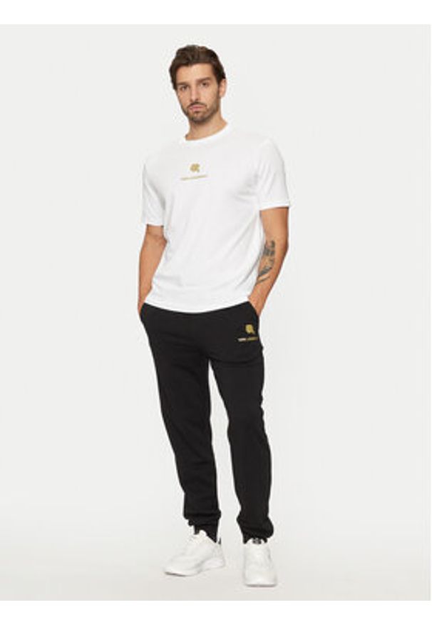 Karl Lagerfeld - KARL LAGERFELD T-Shirt 755461 551235 Biały Regular Fit. Typ kołnierza: dekolt w karo. Kolor: biały. Materiał: bawełna