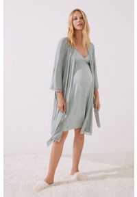 Women Secret - women'secret szlafrok Maternity kolor zielony. Kolor: zielony #4