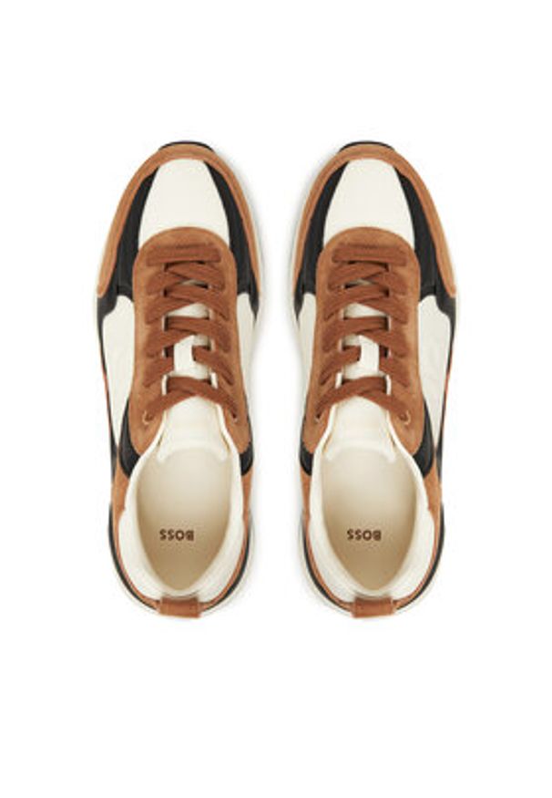 BOSS Sneakersy B Icon 50548358 Beżowy. Kolor: beżowy. Materiał: skóra, zamsz