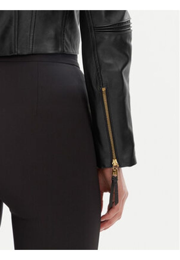 Elisabetta Franchi Kurtka skórzana GD-47Z-51E2-V1200 Czarny Regular Fit. Kolor: czarny. Materiał: skóra