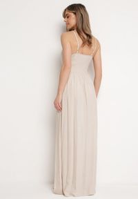 Born2be - Jasnobeżowa Sukienka Cadole. Kolor: beżowy. Materiał: bawełna. Długość rękawa: na ramiączkach. Typ sukienki: kopertowe. Styl: wakacyjny. Długość: maxi #2