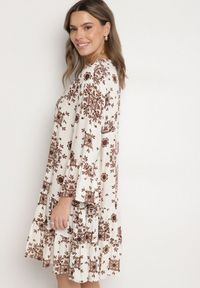 Born2be - Brązowa Wiskozowa Sukienka z Geometrycznym Wzorem Filavara. Okazja: na co dzień. Kolor: brązowy. Materiał: wiskoza. Wzór: geometria. Typ sukienki: proste. Styl: casual, klasyczny #5