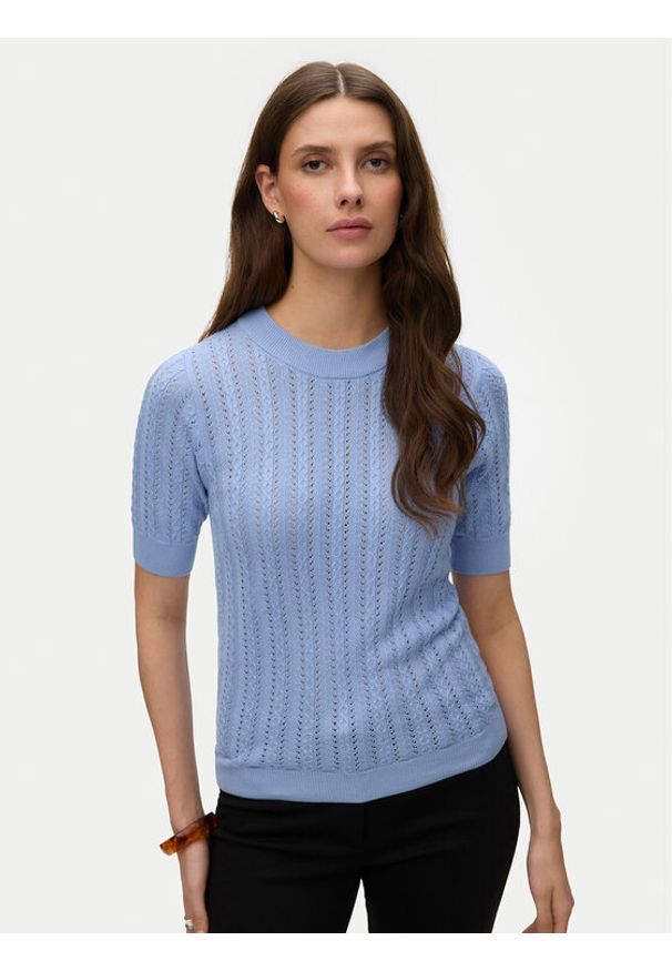 Vero Moda Sweter Morena 10321893 Błękitny Slim Fit. Kolor: niebieski. Materiał: bawełna