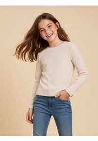 Sinsay - Bluzka z grubej prążkowanej dzianiny - beżowy. Kolor: beżowy. Materiał: prążkowany, dzianina #1