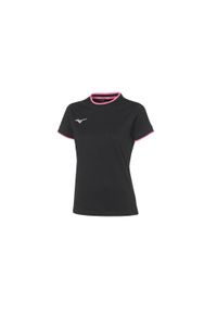 Damska koszulka polo Mizuno. Typ kołnierza: polo. Kolor: różowy, wielokolorowy, czarny. Sport: fitness #1