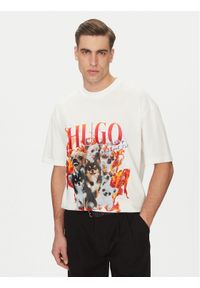 Hugo - HUGO T-Shirt Dugie 50538259 Écru Oversize. Materiał: bawełna #1