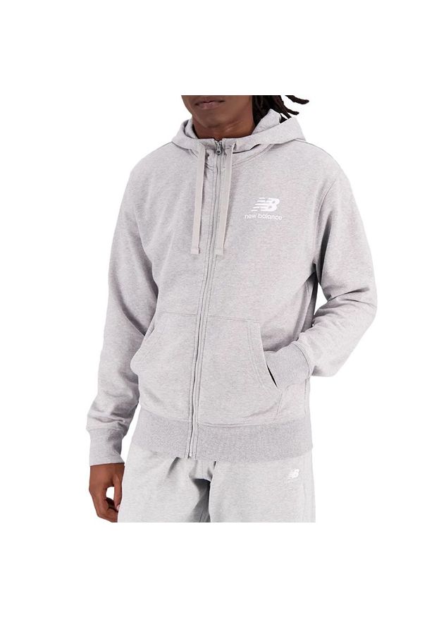 Bluza New Balance MJ31536AG - szara. Kolor: szary. Materiał: bawełna, poliester, dresówka. Styl: klasyczny, sportowy