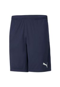 Spodenki męskie Puma teamRISE Training Shorts granatowe. Kolor: biały, niebieski, wielokolorowy. Materiał: poliester