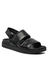 Calvin Klein Sandały Flat Sandal Calvin Mtl Lth HW0HW01984 Czarny. Kolor: czarny