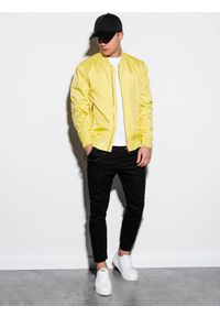 Ombre Clothing - Kurtka męska wiosenna bomberka C439 - żółta - XXL. Kolor: żółty. Materiał: poliester. Sezon: wiosna #5