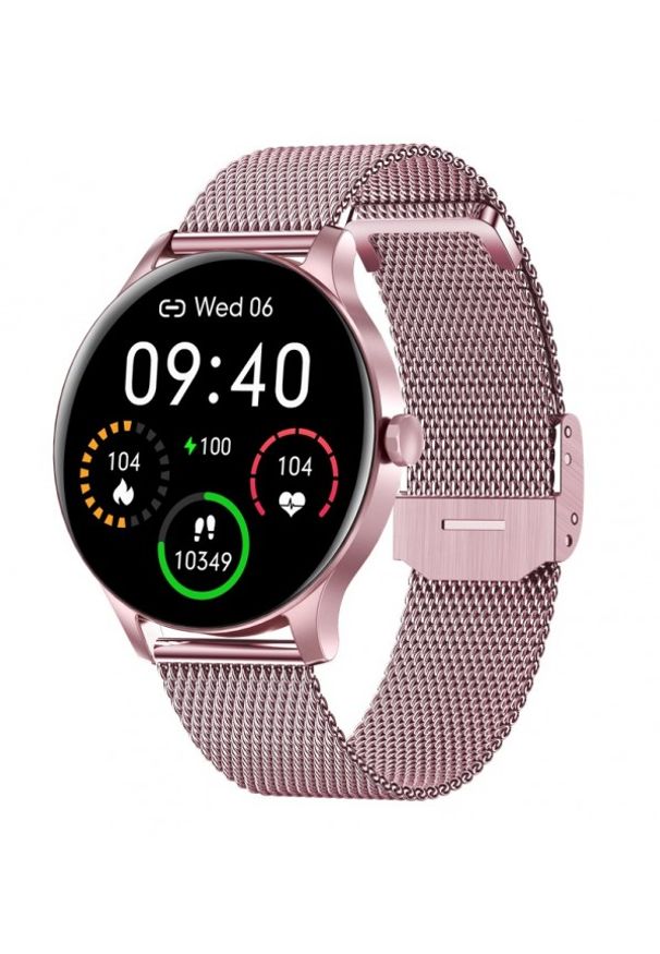 GARETT - Smartwatch Garett Classy różowy stalowy. Rodzaj zegarka: smartwatch. Kolor: różowy, szary, wielokolorowy. Styl: sportowy, elegancki, casual